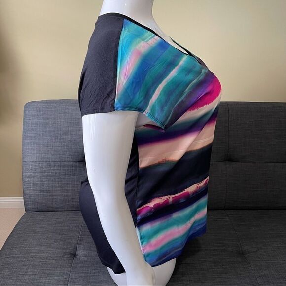 Blue & Pink Sublimated Mixed Media Tunic - Picture 4 of 6